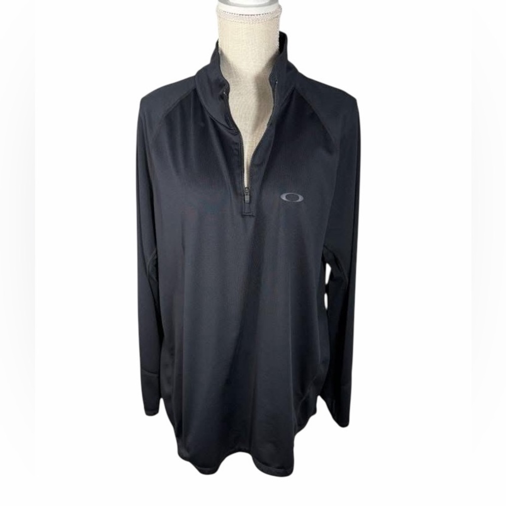 Oakley Men’s Black Lightly Fleece Lined 1/2 Zip Long Sleeve Shirt